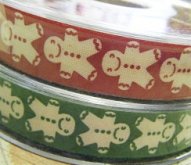 Vintage Gingerbreadman Ribbon 20 Mtr Roll Red - Click Image to Close